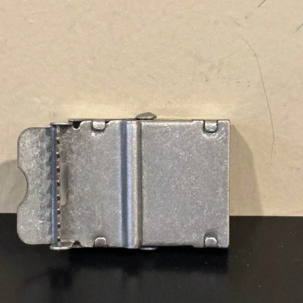 Timberland Mens Silver Tone Tree Logo Military Style Clamp Belt Buckle